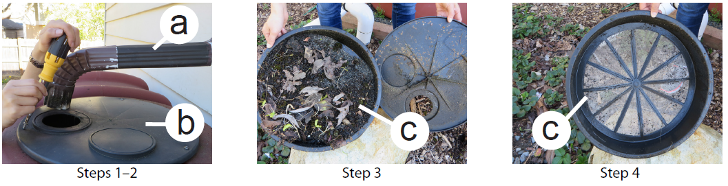 a diagram illustrating the four steps to cleaning your cistern screen. 