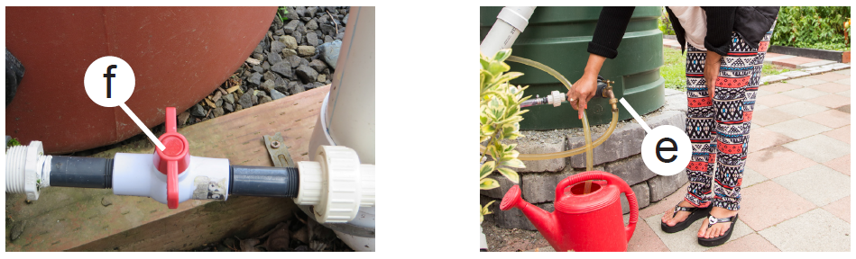 a diagram illustrating that closing your low flow valve allows you to use your cistern water in your garden.